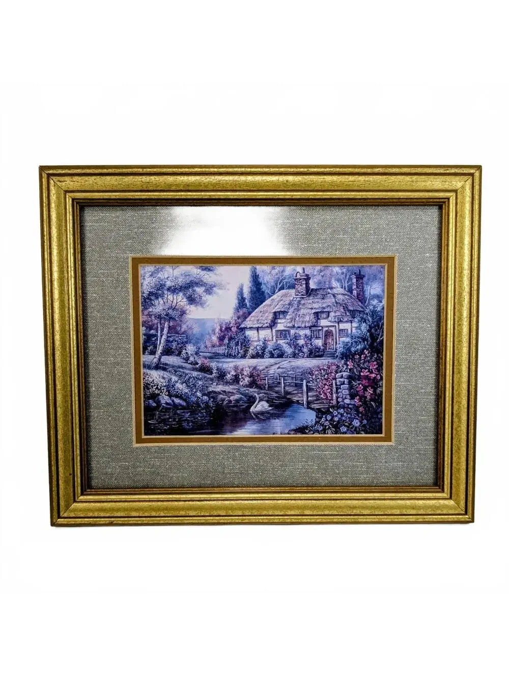 Vintage Carl Valente Cottagecore Swan Village Prints - Set of 2
